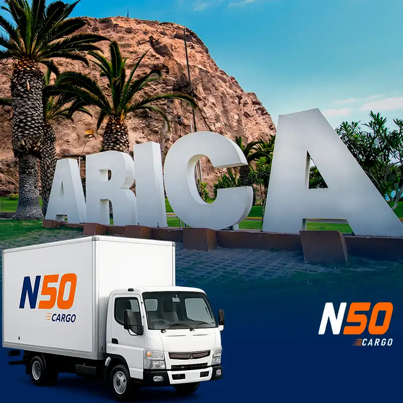 Camión de N50 Cargo cruzando la frontera de Chacalluta con mercadería en ruta hacia Arica