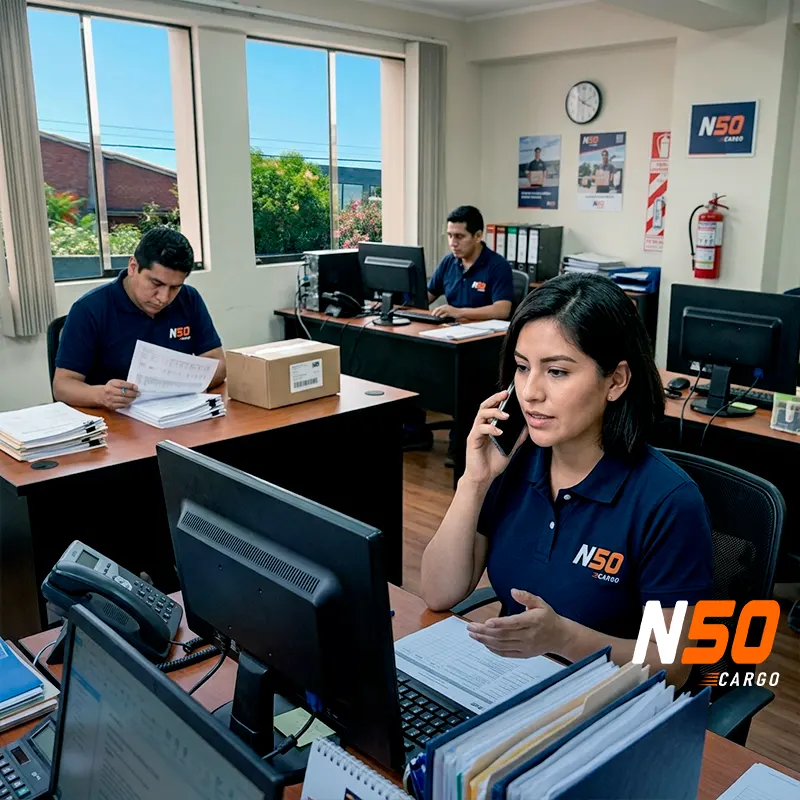 Equipo de N50 Cargo en la oficina administrativa de Santiago de Chile